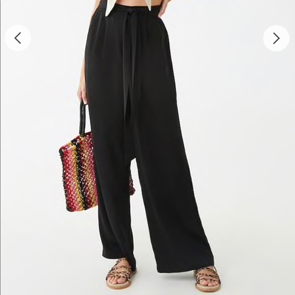 Belted Wide Leg Pants - Picture 1 of 8